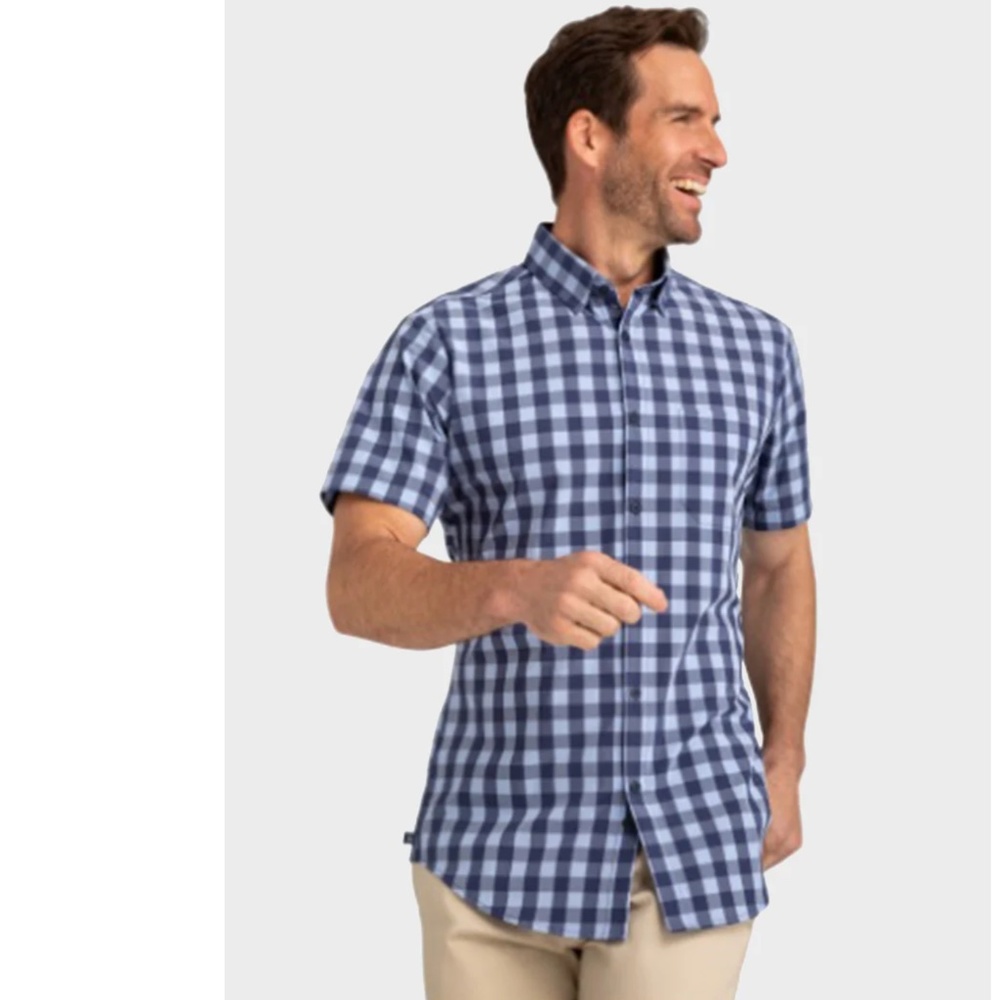 Mizzen and Main Leeward Trim Short Sleeve Blue Plaid